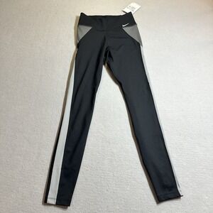 Nike One Dri-FIT Leggings Womens XS Black Gray Mid Rise Full Length NWT Training